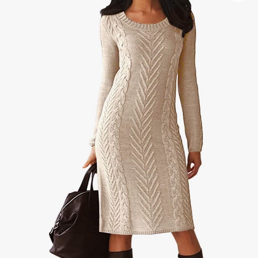 Tan Knit Sweater Dress - Never Worn - Size Small